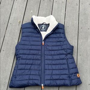 SAVE THE DUCK Men’s Navy Giga Faux Sherpa Lined Vest size XXL